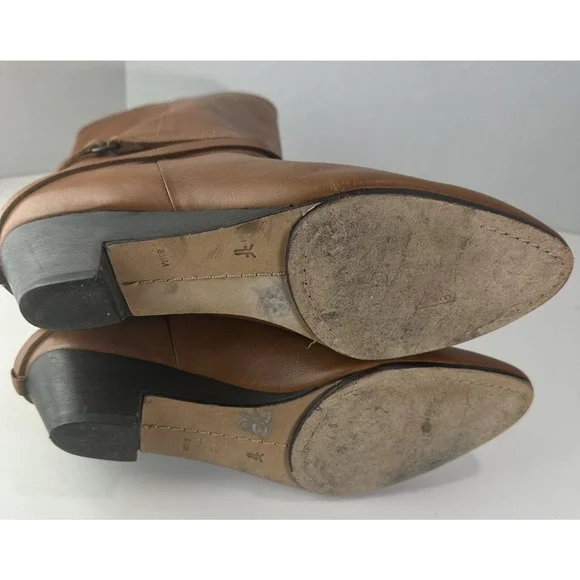 Frye Mid Calf Leather Boots Pull On Harness Strappy Brown Women's 8.5 M 37444 - Picture 5 of 16